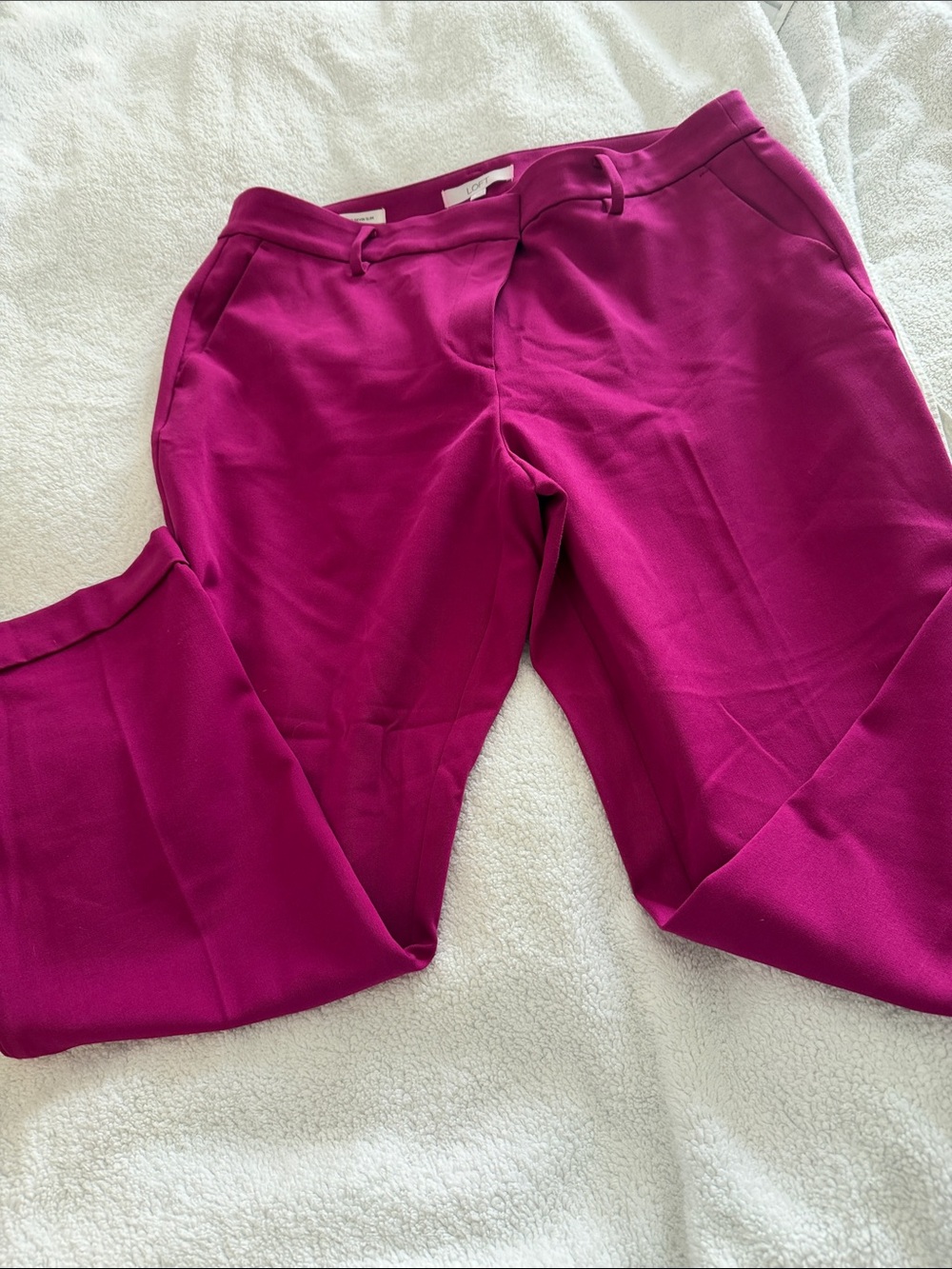 LOFT Magenta Straight-Leg Trousers